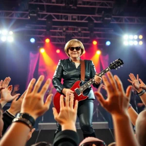 Deepfake; Fälschung von einem Bild von Angela Merkel bei einer Rockshow